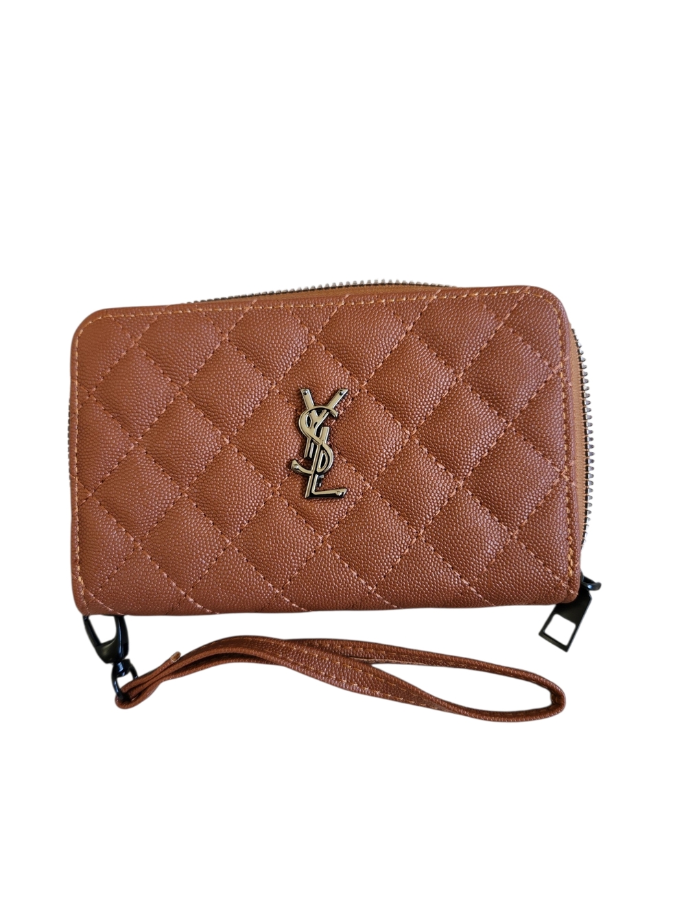 Saint Laurent Quilted Crossbody Bag in Cognac Brown with Black Hardware - Picture 4 of 7